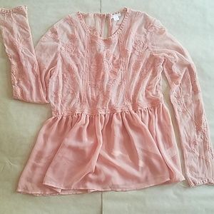 Rustic pink lace and chiffon top